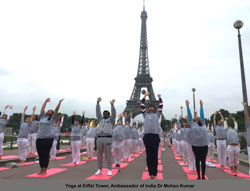 Pictures of Euro Cup and Yoga Festival at Eiffel Tower Rocked Paris